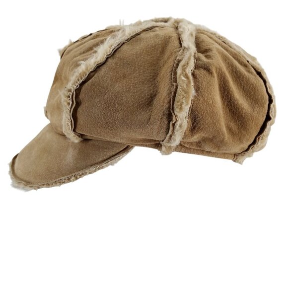 Vintage Wilsons Leather Suede Half Gloves Newsboy Cap Hat Size S/M Faux Fur Y2K main image 14